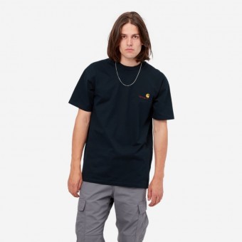 T-SHIRT CARHARTT WIP AMERICAN SCRIPT AZUL ESCURO