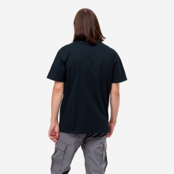 T-SHIRT CARHARTT WIP AMERICAN SCRIPT AZUL ESCURO