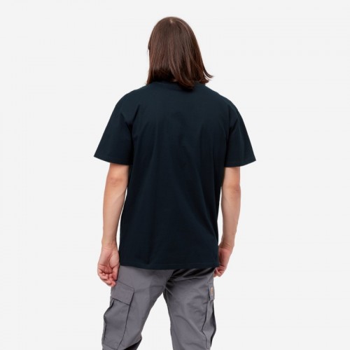 T-SHIRT CARHARTT WIP AMERICAN SCRIPT AZUL ESCURO