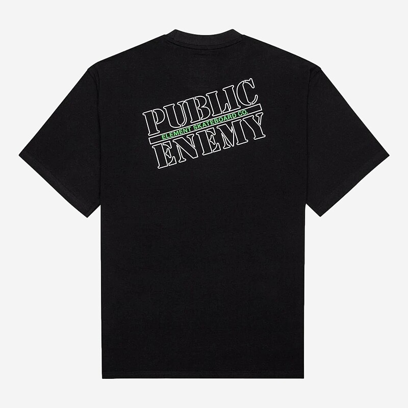 T-SHIRT ELEMENT PEXE LOGO PUBLIC ENEMY PRETO