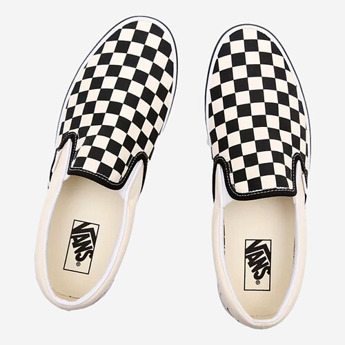 TENIS VANS SLIP ON CHECKERBOARD BR/PRETO