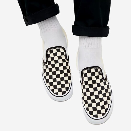 TENIS VANS SLIP ON CHECKERBOARD BR/PRETO