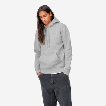 SWEAT CARHARTT WIP HOODED SCRIPT EMBROIDERY CINZA CLARO