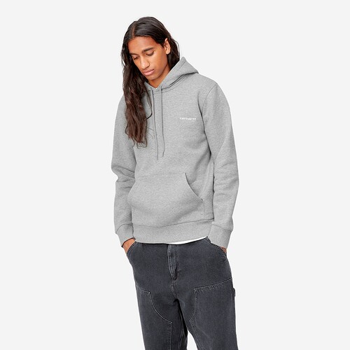 SWEAT CARHARTT WIP HOODED SCRIPT EMBROIDERY CINZA CLARO