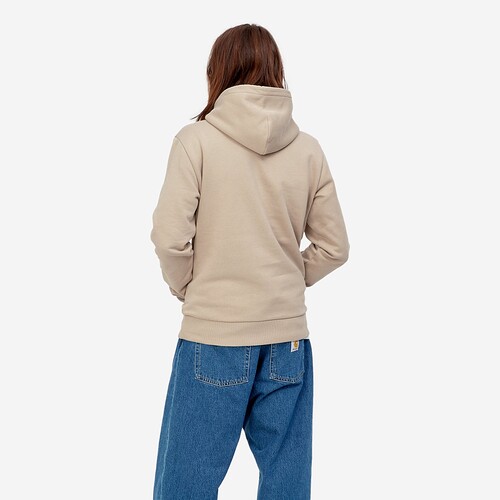 SWEAT CARHARTT WIP HOODED SCRIPT EMBROIDERY BEGE/PRETO