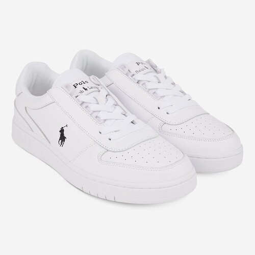 TENIS POLO RALPH LAUREN COURT LEATHER BR/PRETO