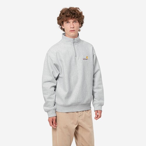 SWEAT CARHARTT WIP AMERICAN SCRIPT CINZA CLARO