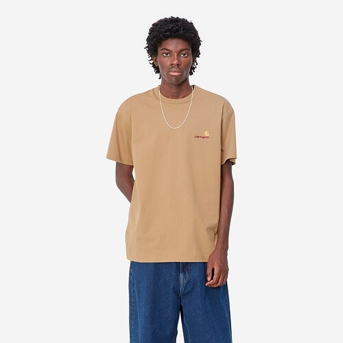 T-SHIRT CARHARTT AMERICAN SCRIPT BEGE ESCURO