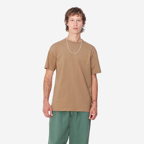 T-SHIRT CARHARTT CHASE  CASTANHO CLARO