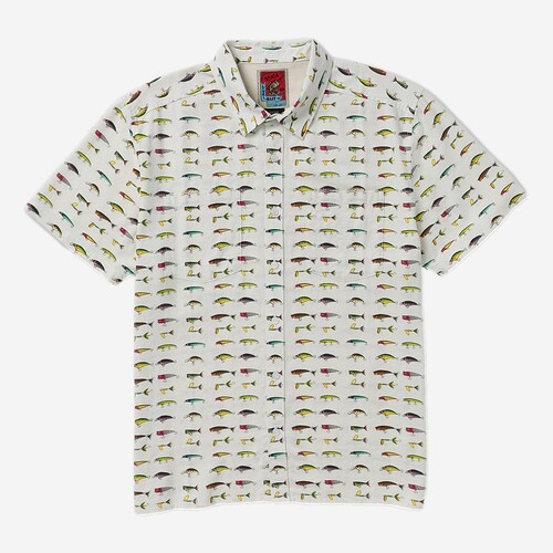 CAMISA RVCA TACKE SHOP - BEGE