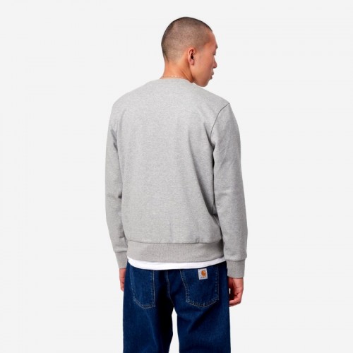 SWEAT CARHARTT WIP SCRIPT EMBROIDERY CINZA CLARO